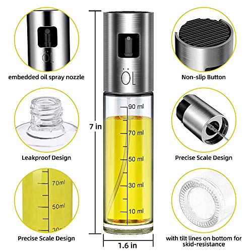 Botella de Spray de Aceite de Oliva Para Cocinar, 2 Piezas, Dispensador de Aceite Portátil Para Asar, Hornear, Freír, Controlar el Aceite, Hacer Dieta, 100 ml Con Cepillos