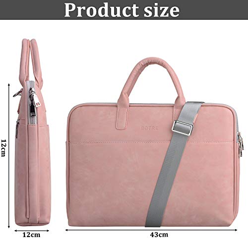 BOTRE 13-15.6 Pulgadas Bolso de Mujer Bandolera Ordenadores Multifuncional Maletín Hombre Funda para Portátil Macbook Air iPad Moda y Negocios (15.6 Pulgadas, Rosa)