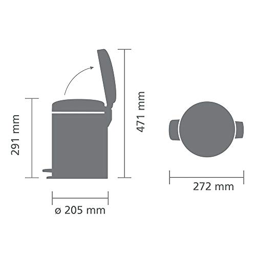 Brabantia 126284 Cubo de Basura, Mineral Concrete Gris, 5 litros