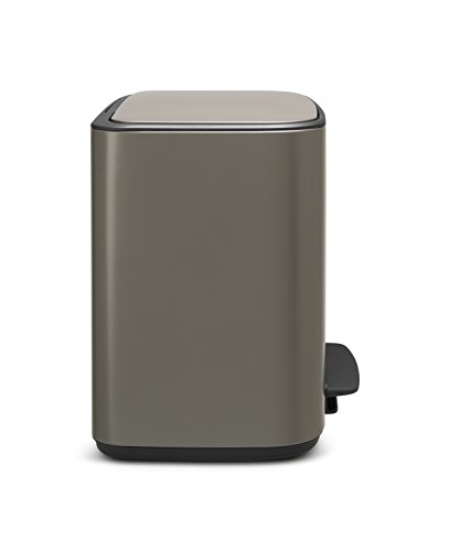 Brabantia Bo Pedal - Cubo de basura, Acero Inoxidable, 2 cubos interiores , Platinum, 11 + 23 litros