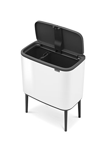 Brabantia Bo Touch Bin Cubo de Basura, Acero Inoxidable, Blanco, 11 + 23 litros