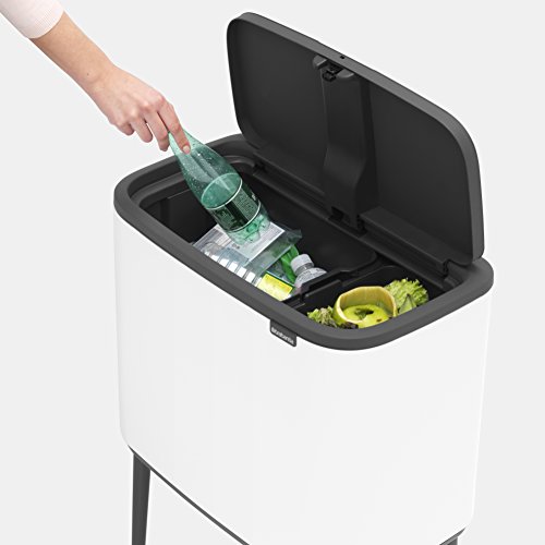 Brabantia Bo Touch Bin Cubo de Basura, Acero Inoxidable, Blanco, 11 + 23 litros