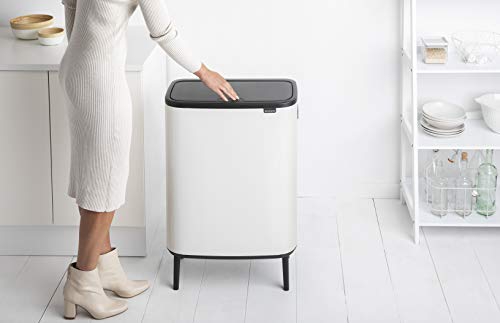 Brabantia Bo Touch Bin Hi Cubo de basura con patas 2 x 30 l, color blanco