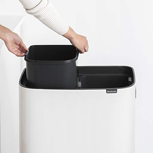 Brabantia Bo Touch Bin Hi Cubo de basura con patas 2 x 30 l, color blanco