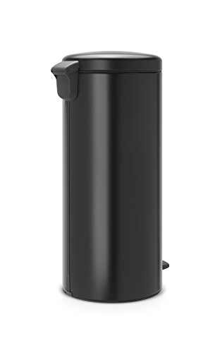 Brabantia Newicon Cubo de Basura con Pedal, Acero Inoxidable, Negro Mate, 30 l