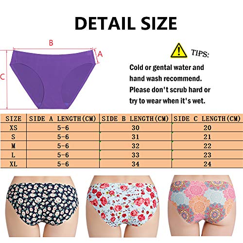 Bragas Mujer sin Costuras Invisible Señoras Braguitas Low Rise Suave Ligera Bikini Braguitas, Pack de 6 Flor L