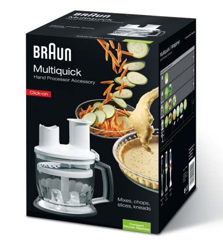 Braun FPK5 Multiquick Accesorio De Procesador De Alimentos, 1.5 Litros, Acero Inoxidable/Plástico, Transparente/Blanco