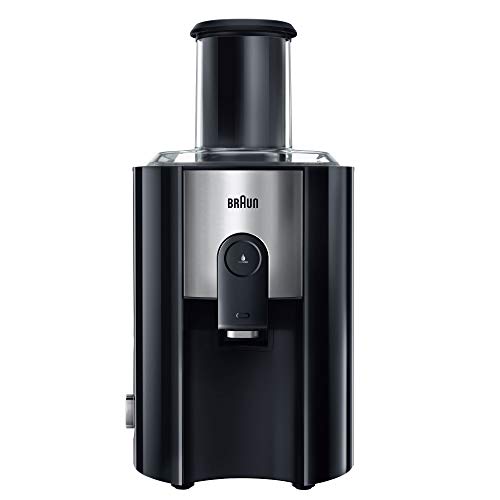 Braun J500 Multiquick Juicer - Licuadora Exprimidor, 900w, surtidor anti-salpicaduras, jarra de zumo 1,25 l, acero inoxidable, negro/plata, 38,1 x 51,1 x 26,4 cm