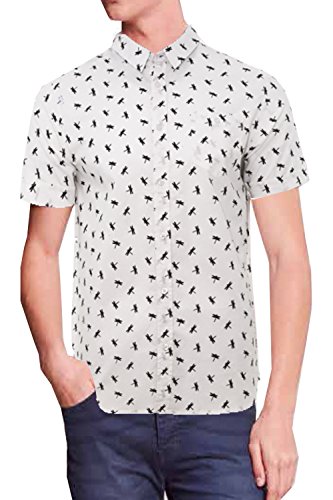 Brave Soul Emil Camisa de manga corta con estampado de libélula para hombre Blanco Blanco/Negro azabache Medium