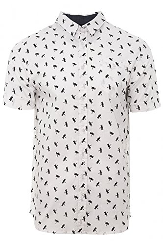 Brave Soul Emil Camisa de manga corta con estampado de libélula para hombre Blanco Blanco/Negro azabache Medium