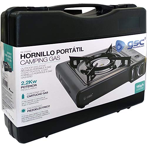 Bricolemar Hornillo a Gas Butano Portátil GSC Evolution + 4 Cartuchos CP250 Compatibles Campingaz + Llavero Regalo!