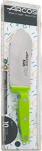 Bricolemar Juego de Cuchillo de Cocina Arcos Kids para niño de 100mm Verde + Protector de Dedos para Cortar con Cuchillo Arcos Kabra