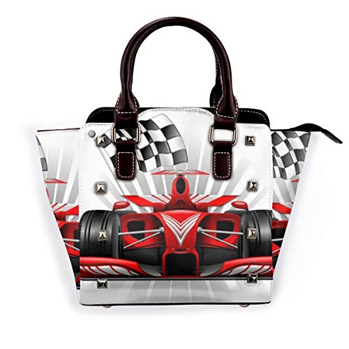 BROWCIN Speedy Grand Red Race Car Cuadros Ver Resumen Prix Pista delantera Velocidad Mónaco Desmontable Moda Tendencia Bolso de las señoras Bolso de hombro