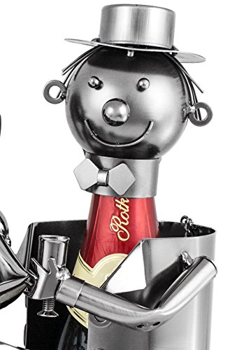 Brubaker – Soporte para botellas de cava o champán – Boda Par Escultura de metal con tarjeta de regalo