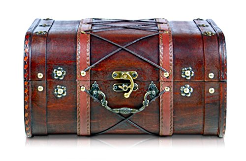 Brynnberg - Caja de Madera Cofre del Tesoro Pirata de Estilo Vintage, Hecha a Mano, Diseño Retro 32x26x20cm