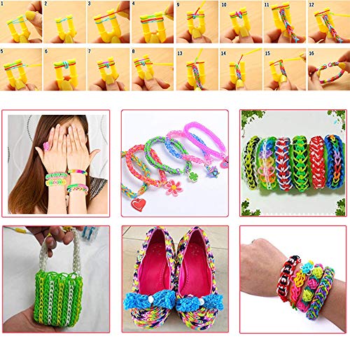 Bst4UDirect DIY Gomas Loom Bandas Conjunto, 10000 Bandas de Goma con 28 Colores, 680 Accesorios de Goma Arcoíris para Tejer Artesanías de Bricolaje para Niños en Cajas de Almacenamiento