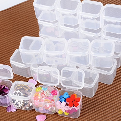 BUONDAC 4pcs Cajas de Almacenamiento de Plástico Transparente con 112 Compartimentos Organizador Piezas Pequeñas Pastillas Pintura Bordado Diamantes Cuentas Granos Accesorios Arte de Uñas