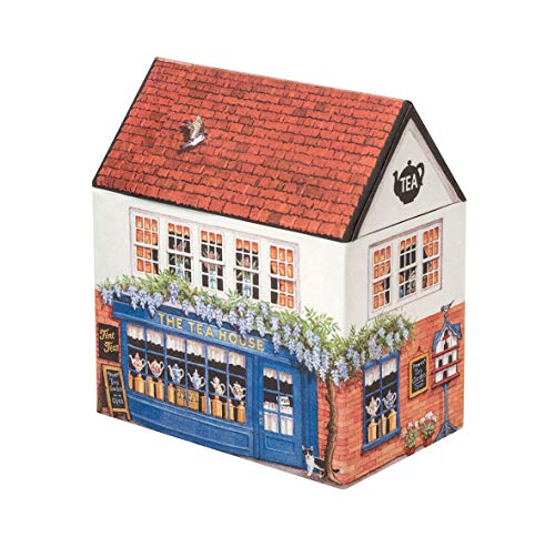 Buzz - Caja de almacenamiento para té, caramelos, golosinas, chucherías con forma de casa y tapa en el techo: Casa de té/panadería o confitería - 13,5 cm