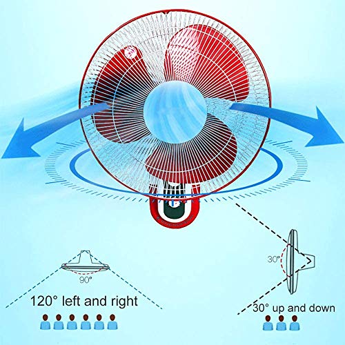 Byakns Muro de Negocios con Ventilador con Cable de tracción, Potente Flujo de Aire, inclinación Ajustable de refrigeración Pared Fan con 3 Velocidad/Tiempo de Ajuste / 90 ° Oscilación/for el hoga