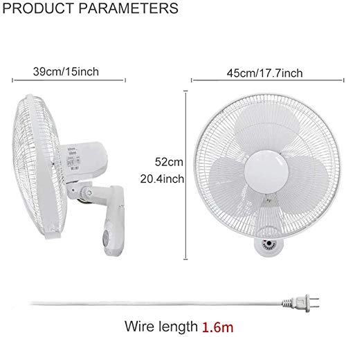 Byakns Muro de Negocios con Ventilador con Control Remoto, Quiet Ahorro de energía de refrigeración Pared Fan con 3 Velocidad / 4 Horas Temporizador / 120 ° Oscilación/for el hogar/Industrial/co