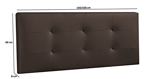 Cabecero/Cabezal tapizado Carla 160X60 Chocolate, Acolchado con Espuma, 8 cm de Grosor, Incluye herrajes para Colgar