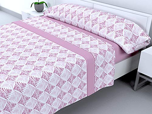 Cabello Textil Hogar - Juego de sábanas térmicas de Pirineo - 3 Piezas - 110 Gr/m2 - Mod. Leilan (Rosa, 90_x_190/200 cm)