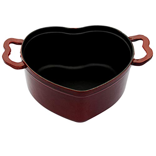 Cacerola de hierro fundido esmaltada con forma de corazón para horno holandés, cocina de arroz, 20 cm