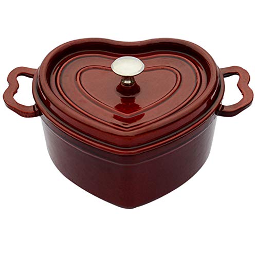 Cacerola de hierro fundido esmaltada con forma de corazón para horno holandés, cocina de arroz, 20 cm