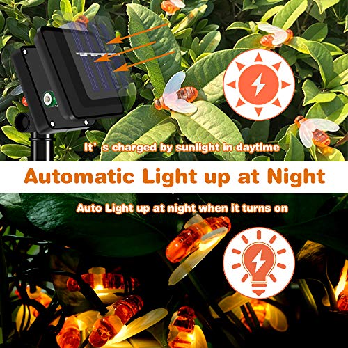 Cadena de Luces Solar, 7m 30 LED Guirnaldas de Luces IP65 Impermeable Solares String Luces 8 Modos para Jardín al Aire Libre Partido Boda Navidad Decoración (Blanco Cálido)