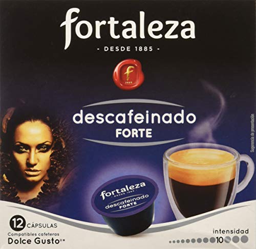 Café FORTALEZA - Cápsulas de Café Descafeinado Forte Compatibles con Dolce Gusto - Pack 3 x 12 - Total 36 cápsulas