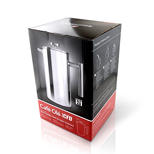 Café Ole - Cafetera, Color Plateado, 300 ml, Acero Inoxidable, Espejo, 3 Tazas