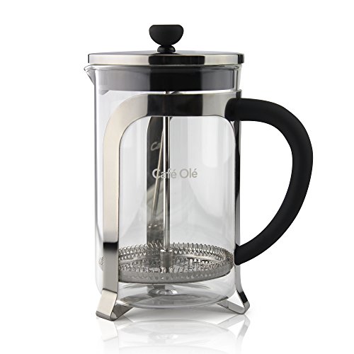 Café Ole Cafetera de cristal de 3 tazas, cromado, 350 ml, vidrio, cromado, 3 Cup (350ml)