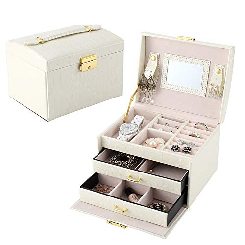 Caja de almacenamiento de joyas Las niñas de la joyería caja de joyería Organizador Mini caso del recorrido del pequeño anillo de almacenamiento portátil de casos for los collares Pulseras Anillos Uti