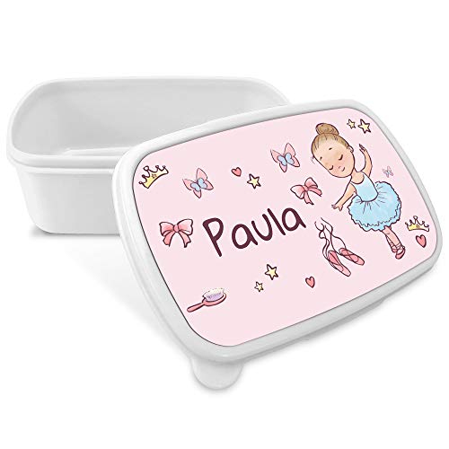 Caja de Merienda Niño Personalizada con Nombre/Curso. Vuelta al Cole Niña Niño. Varios Diseños a Elegir. Bailarina Azul