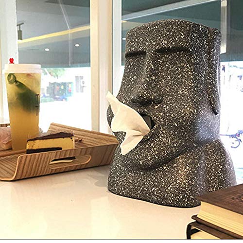 Caja De Pañuelos Piel Caja De Pañuelos Creativos Isla De Pascua Forma De Moai Soporte De Papel Figura De Piedra Servilleta Para Home Car Restaurant-Caja De Pañuelos En Forma De Isla De Pascua Moai_L