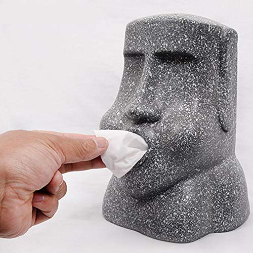 Caja De Pañuelos Piel Caja De Pañuelos Creativos Isla De Pascua Forma De Moai Soporte De Papel Figura De Piedra Servilleta Para Home Car Restaurant-Caja De Pañuelos En Forma De Isla De Pascua Moai_L