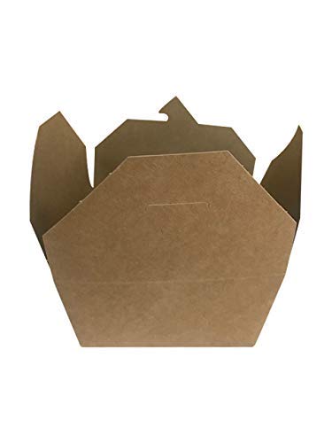 Caja De Papel Kraft Desechable Para Ir En Contenedores - 50 Contenedores Biodegradables De Alimentos Fríos Y Calientes Diseño A Prueba De Fugas, 13 X 10.6 X 6.7 Cm, 50 Piezas