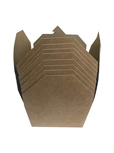 Caja De Papel Kraft Desechable Para Ir En Contenedores - 50 Contenedores Biodegradables De Alimentos Fríos Y Calientes Diseño A Prueba De Fugas, 13 X 10.6 X 6.7 Cm, 50 Piezas