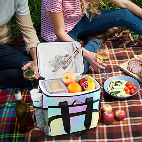 Caja de refrigerador al aire libre Picnic Correa para el hombro Bolsa de almuerzo portátil Patrón de escamas de pescado misterioso Paquete de hielo