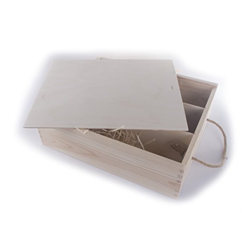 Caja Madera para 3 botellas de vino con tapa deslizante y asa