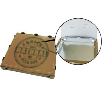 Caja para pizza de cartón Kraft AVANA 33 x 33 x 3,5 cm con PET metalizado interior 50 unidades - Pizza Box ecológica y certificada