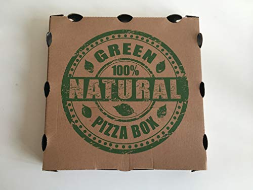 Caja para pizza de cartón Kraft AVANA 33 x 33 x 3,5 cm con PET metalizado interior 50 unidades - Pizza Box ecológica y certificada