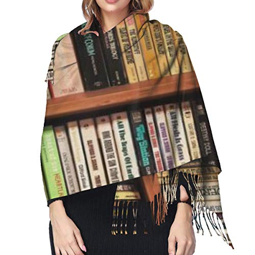 Cálido Bufandas de Invierno Murales de libros de la biblioteca Pashmina Chales mujer Bufandas