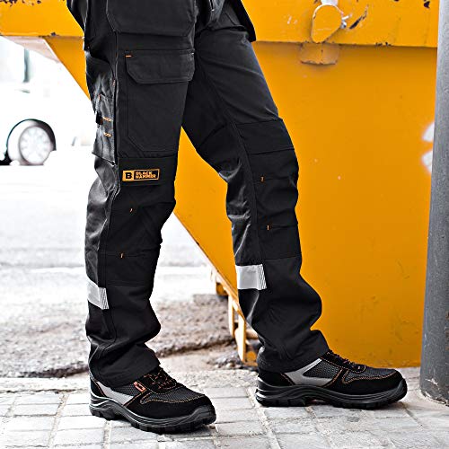 Calzado Deportivo Masculino de Seguridad con Puntera Ultraligera de Zapatos de Trabajo al Tobillo Kevlar S1P SRC 1997 Black Hammer Black Hammer (41 EU)