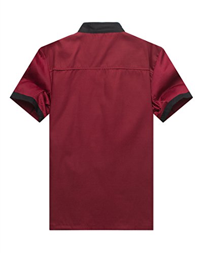 Camisa de Cocinero Cocina Uniforme Manga Corta Rojo