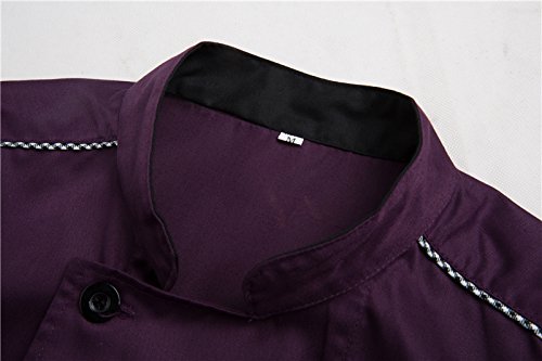 Camisa de Cocinero Cocina Uniforme Manga Larga Morado