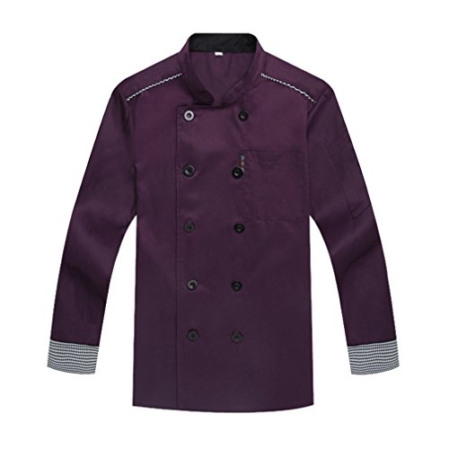 Camisa de Cocinero Cocina Uniforme Manga Larga Morado