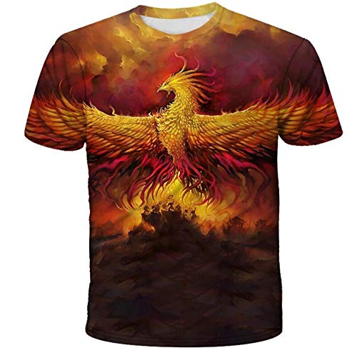 Camiseta 3D Impreso Fenix Llameante Camiseta Casual De Manga Corta con Estampado De Verano Unisex,XL