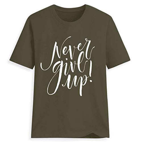 Camiseta de manga corta para mujer con texto en inglés «Never GIVE UP»