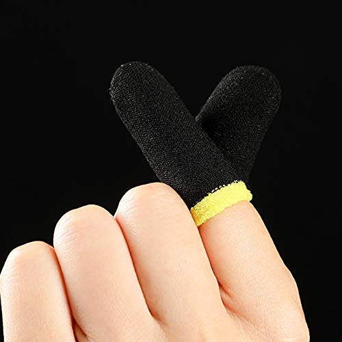 Camisin Mangas de Dedo de Fibra de Carbono de 18 Pines para Juegos MóViles PUBG Pantalla de Prensa Mangas de Dedo Negro y Amarillo (16 Piezas)
